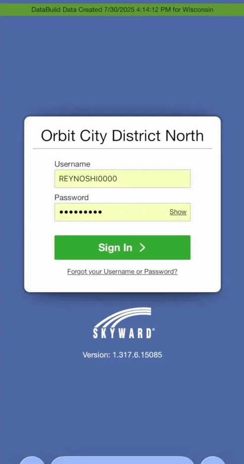 Family signing in with Skyward and paying school fees in Omella